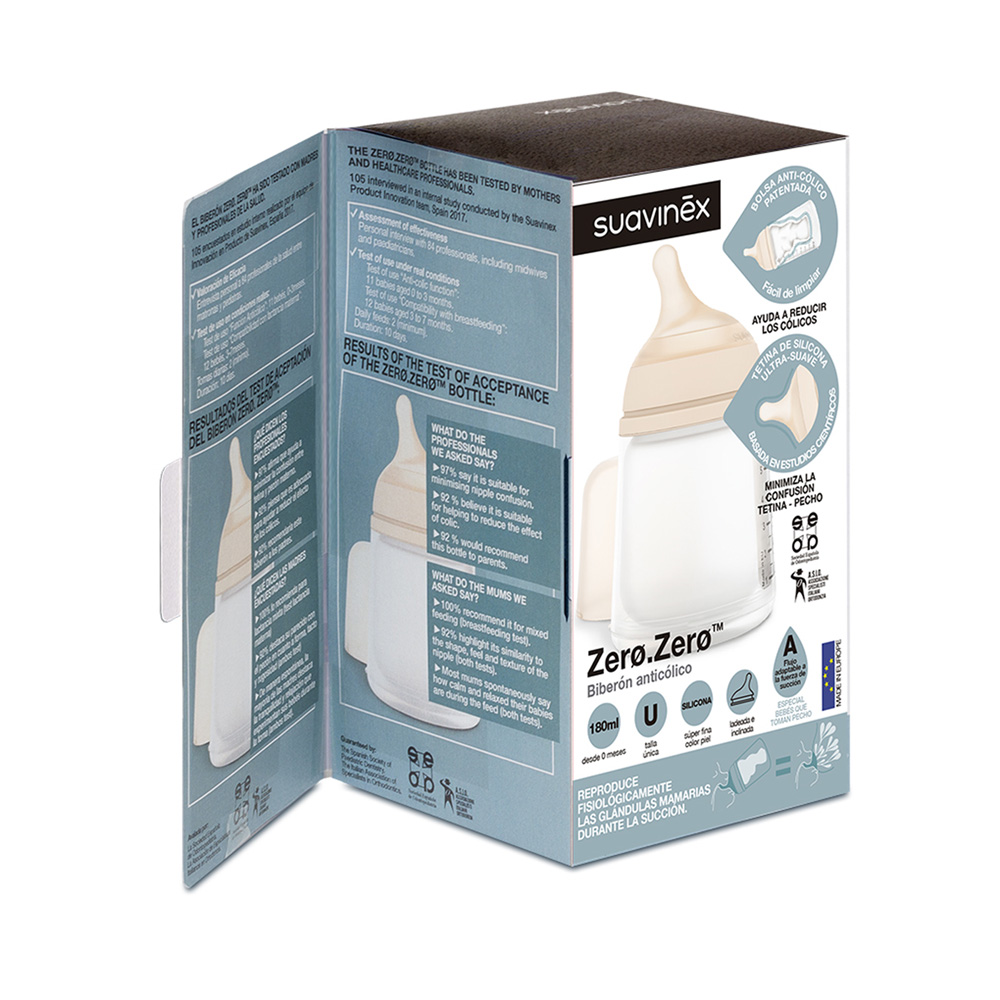 Biberon spécial allaitement Zéro zéro® SUAVINEX - 180ml peau - Suavinex