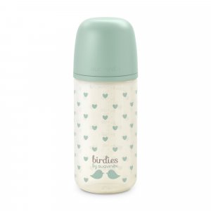 Biberon en verre bébé 240 ml avec tétine sx pro birdies vert Suavinex