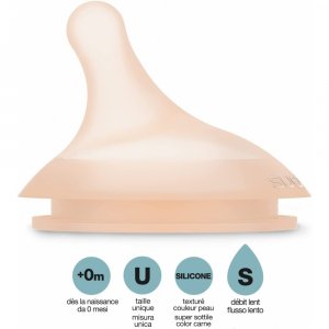 Lot de 2 tétines anti-colique pour biberon zerø.zerø débit lent fair Suavinex