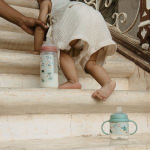 Biberon 360 ml anti-colique avec tétine sx pro débit rapide walk in the park rose Suavinex