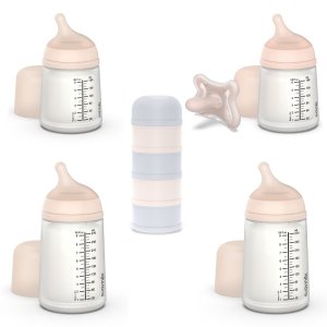 Pack naissance biberons anti colique zerø.zerø et boîte doseuse bleu Suavinex