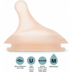 Lot de 2 tétines anti-colique pour biberon zerø.zerø débit moyen fair Suavinex
