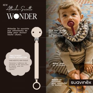 Attache sucette silicone wonder mauve chalk Suavinex