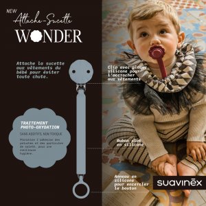 Attache sucette silicone wonder spring lake Suavinex