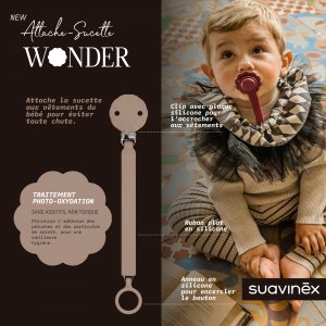 Attache sucette silicone wonder raw umber Suavinex