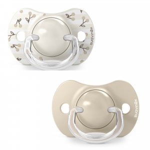 Lot de 2 sucettes symétriques sx pro birdies 0-6 mois beige Suavinex