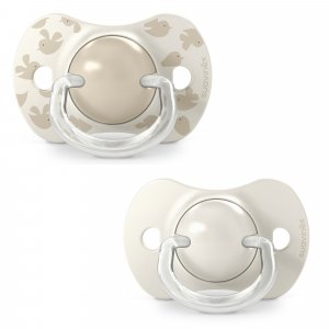 Lot de 2 sucettes symétriques sx pro birdies 6-18 mois beige Suavinex