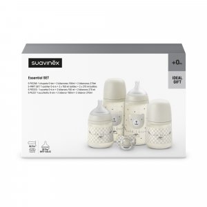 Coffret nouveau-né bébé wild&free avec biberons et sucette sx pro beige Suavinex
