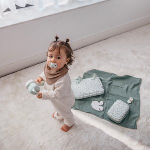 Porte sucette bébé birdies vert Suavinex