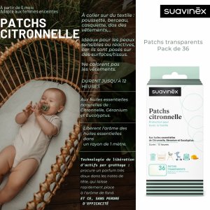 Lot de 36 patchs anti-moustique à la citronnelle Suavinex