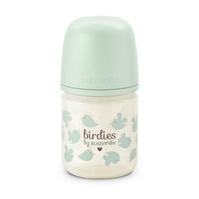 Biberon en verre bébé 120 ml avec tétine sx pro birdies vert