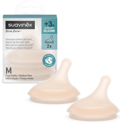 Lot de 2 tétines anti-colique pour biberon zerø.zerø débit moyen light