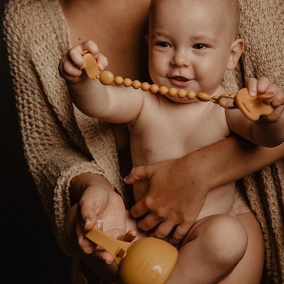 Attache sucette silicone colour essence moutarde