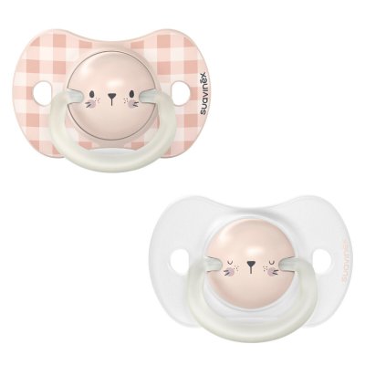 Lot de 2 sucettes symétriques sx pro night&day lapin 0/6 mois