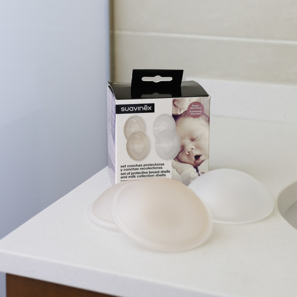 Lot de 2 coupelles recueil-lait et 2 coupelles protectrices Suavinex