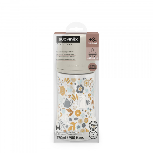 Biberon 270 ml avec tétine sx pro m wonderland beige Suavinex