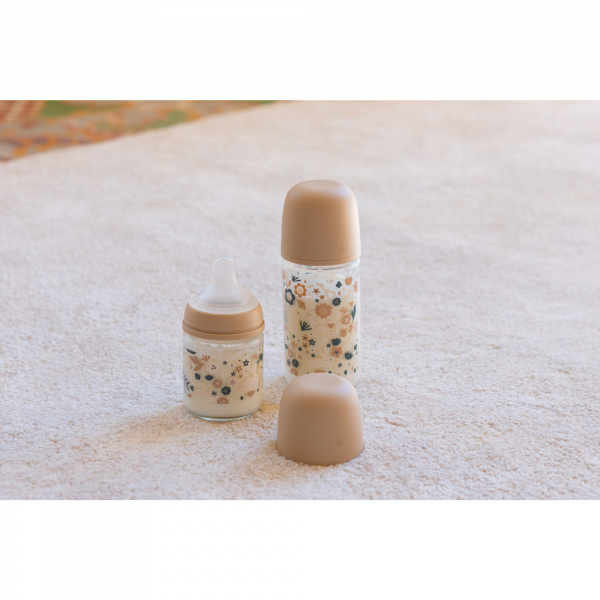 Biberon verre 240 ml avec tétine sx pro m wonderland beige Suavinex