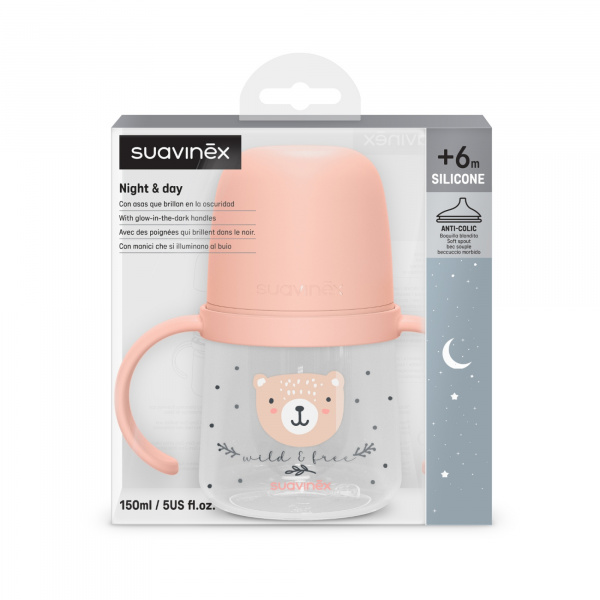 Biberon à anses bébé 150 ml wild&ampfree rose Suavinex