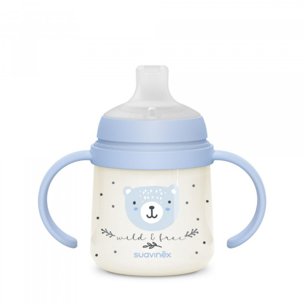 Biberon à anses bébé 150 ml wild&ampfree bleu Suavinex