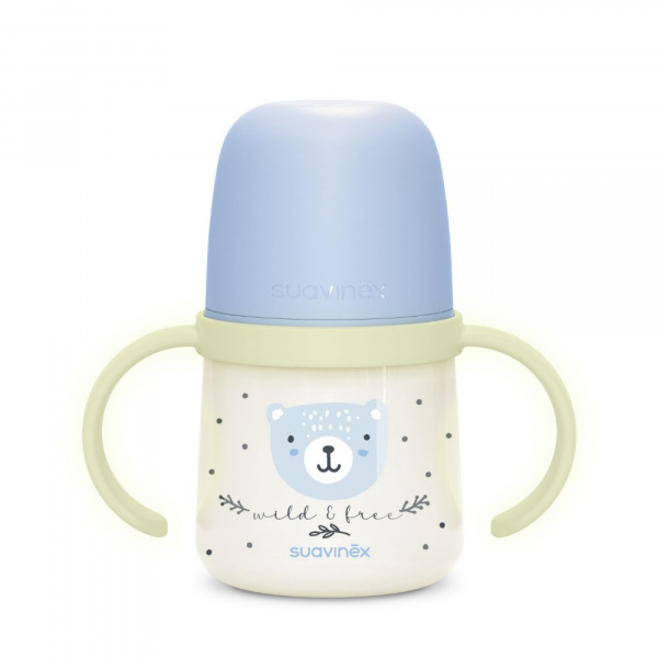 Biberon à anses bébé 150 ml wild&ampfree bleu Suavinex