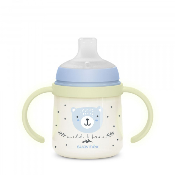 Biberon à anses bébé 150 ml wild&ampfree bleu Suavinex