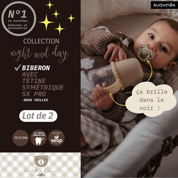 Biberon à anses bébé 150 ml wild&ampfree marron Suavinex
