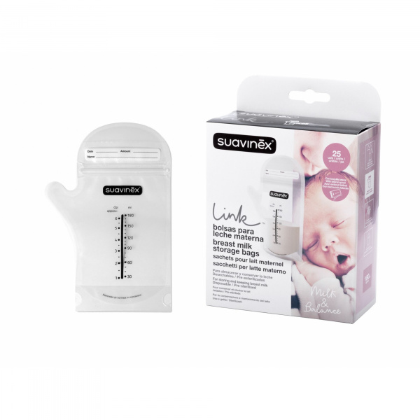 Lot de 25 sachets de conservation du lait maternel Suavinex