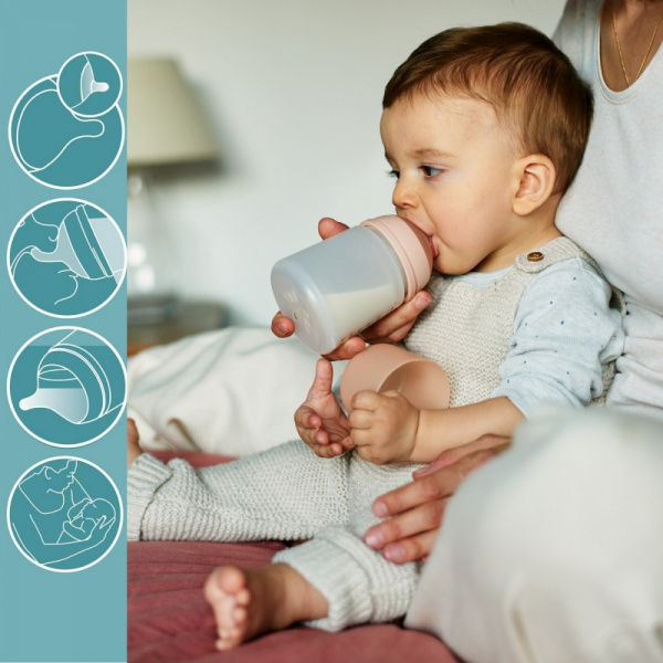 Coffret 4 biberons zerø.zerø et boîte dosseuse vert Suavinex