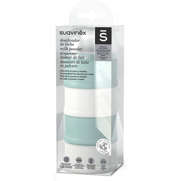 Boîte doseur de lait 4 compartiments bonhomia vert Suavinex