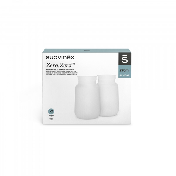 Lot de 2 poches de rechange pour biberon anti-colique 270 ml zerø.zerø Suavinex