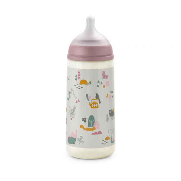 Biberon 360 ml anti-colique avec tétine sx pro débit rapide walk in the park rose Suavinex