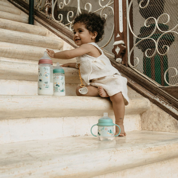 Biberon 360 ml anti-colique avec tétine sx pro débit rapide walk in the park rose Suavinex