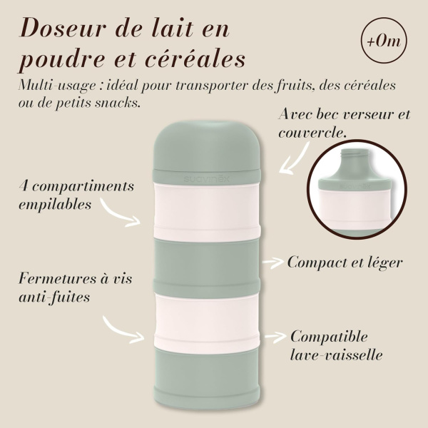 Boîte doseuse de lait 4 compartiments wonderland vert Suavinex