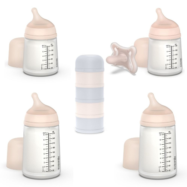 Pack naissance biberons anti colique zerø.zerø et boîte doseuse bleu Suavinex