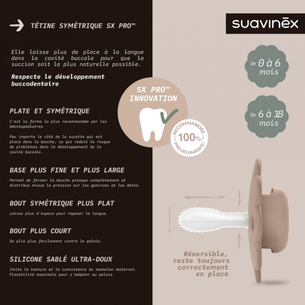 Sucette réversible sx pro wonder viva magenta 6/18 mois Suavinex