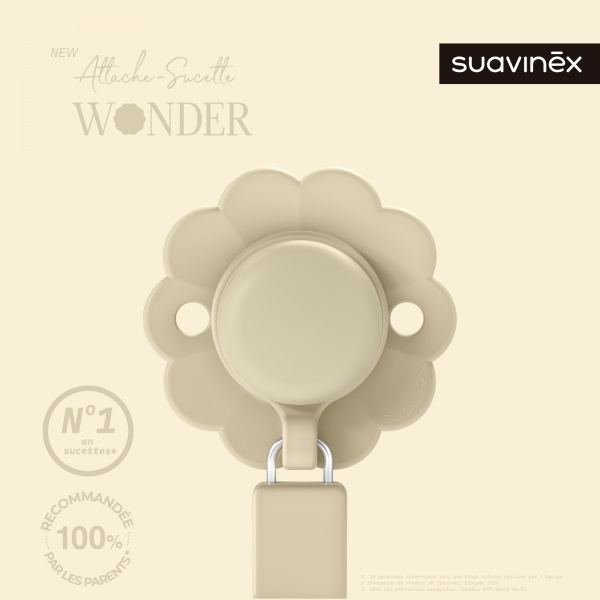 Attache sucette silicone wonder whitecap gray Suavinex