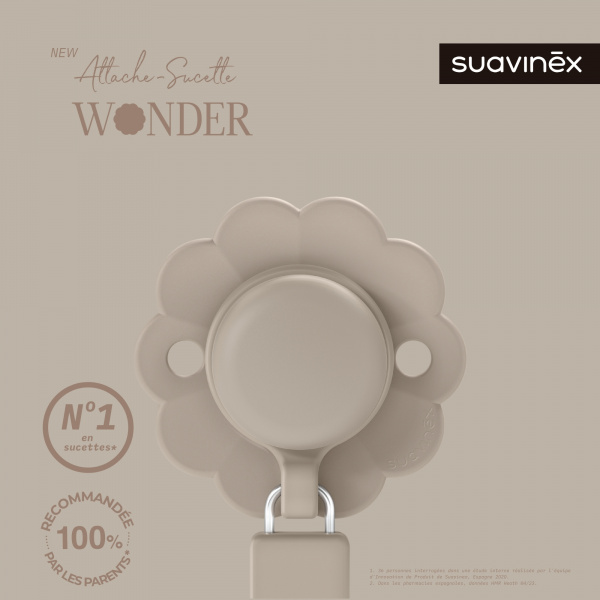 Attache sucette silicone wonder whitecap gray Suavinex