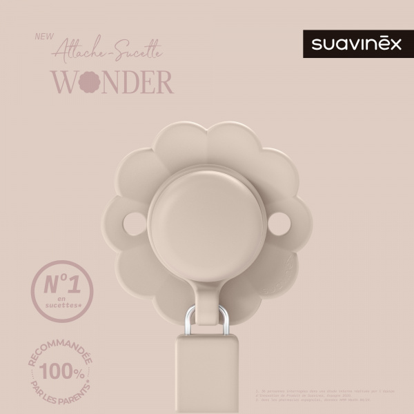 Attache sucette silicone wonder mauve chalk Suavinex