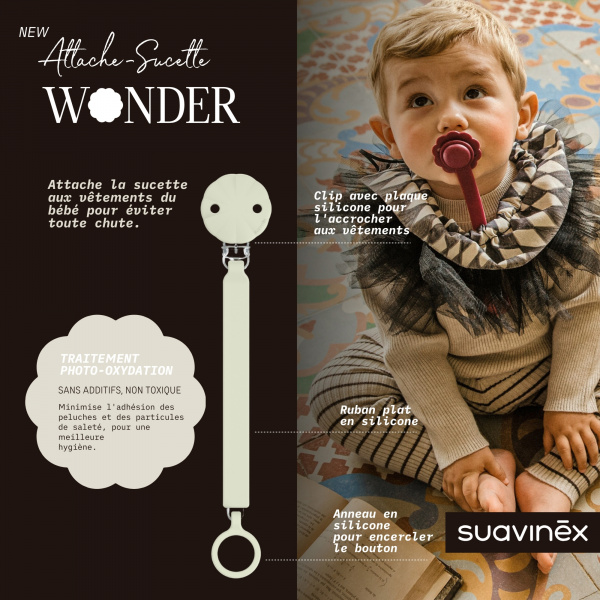 Attache sucette silicone wonder almost aqua Suavinex