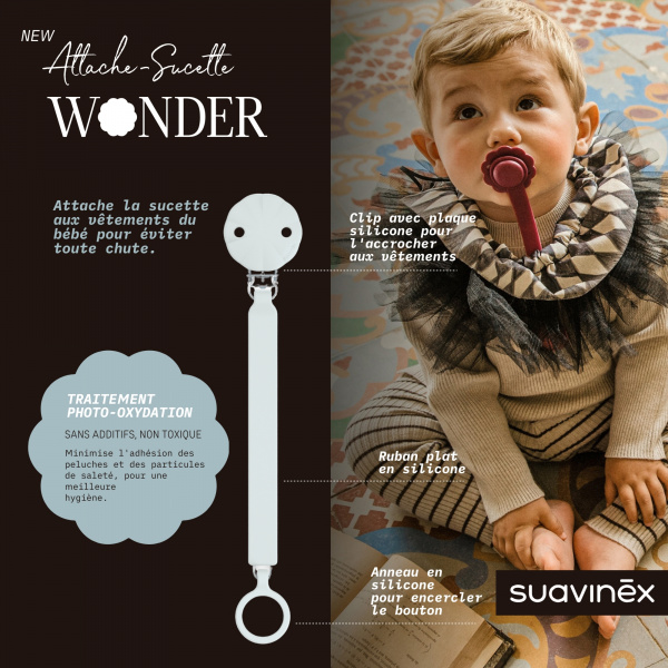 Attache sucette silicone wonder illusion blue Suavinex