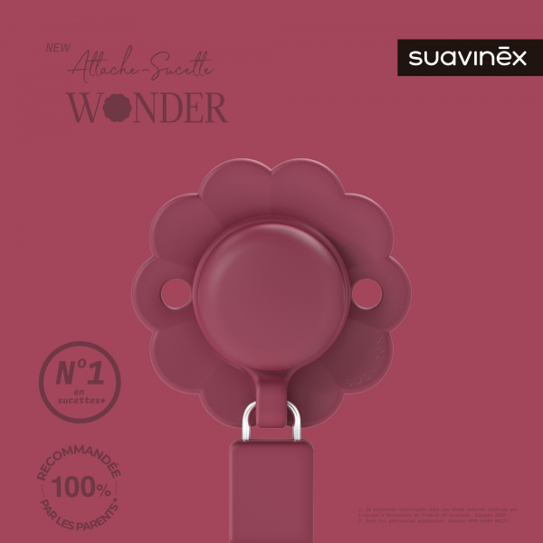 Attache sucette silicone wonder viva magenta Suavinex