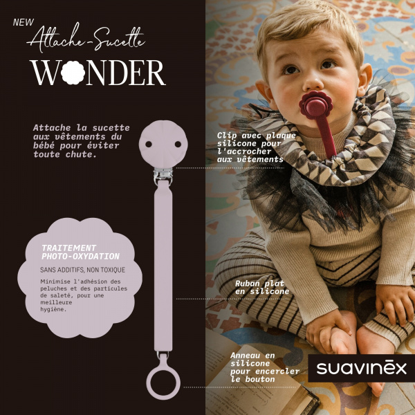 Attache sucette silicone wonder mist lavande Suavinex