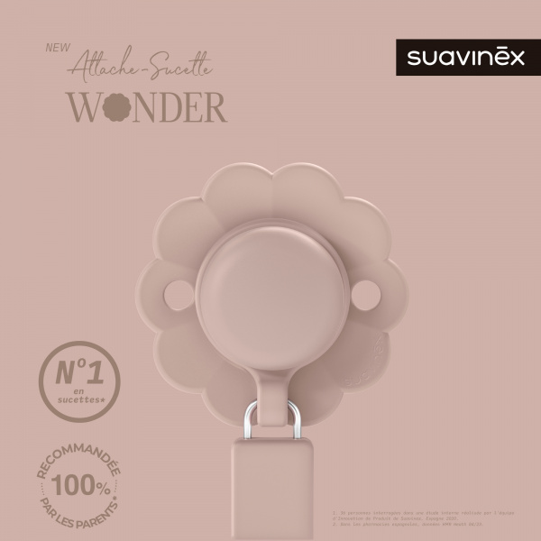 Attache sucette silicone wonder pale mauve Suavinex