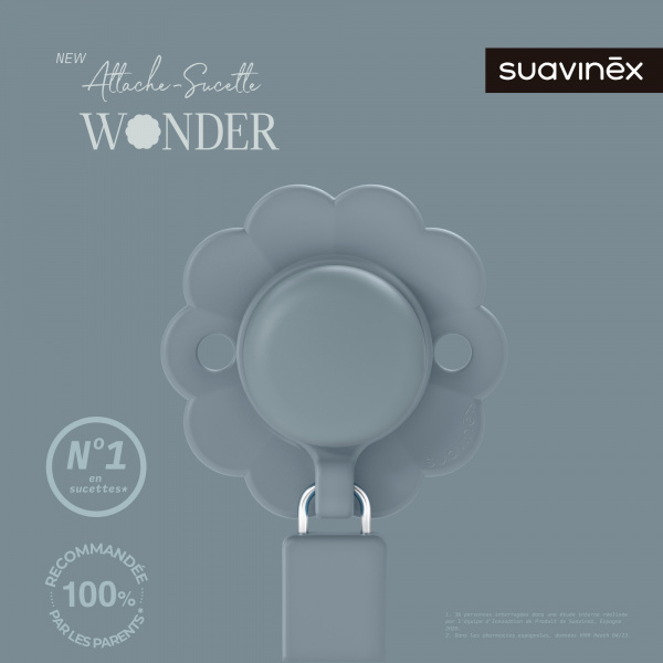 Attache sucette silicone wonder spring lake Suavinex
