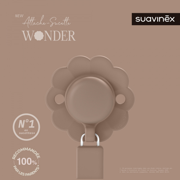 Attache sucette silicone wonder raw umber Suavinex