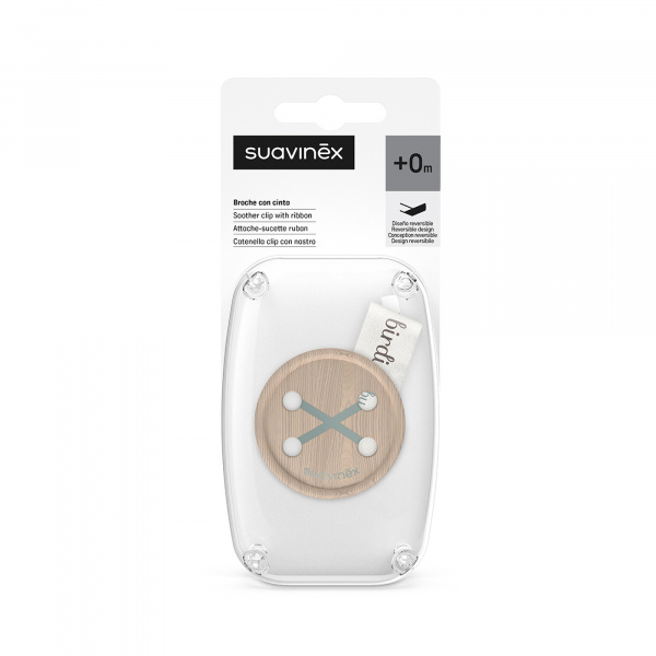 Attache sucette bébé ruban birdies vert Suavinex