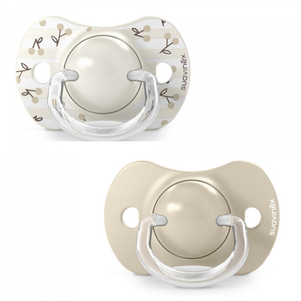 Lot de 2 sucettes symétriques sx pro birdies 0-6 mois beige Suavinex