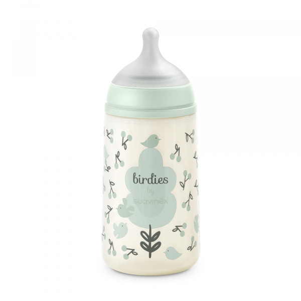 Coffret nouveau-né bébé birdies avec biberons et sucette sx pro vert Suavinex