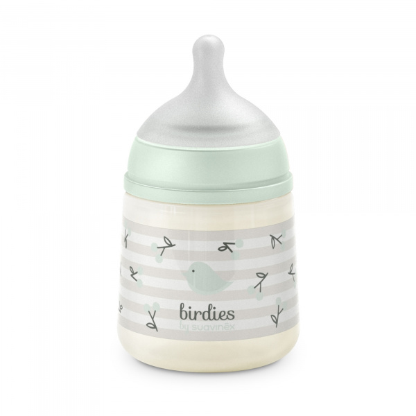 Coffret nouveau-né bébé birdies avec biberons et sucette sx pro vert Suavinex