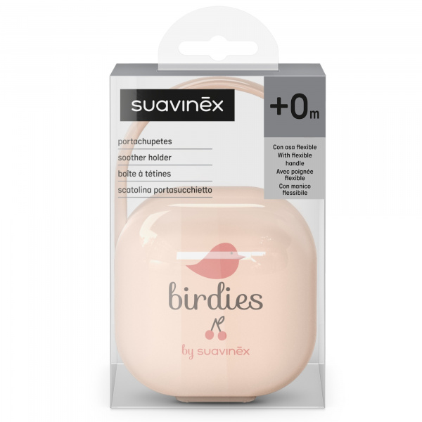 Porte sucette bébé birdies rose Suavinex